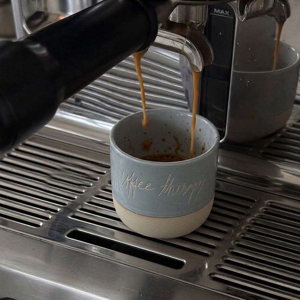 "Coffee Therapy" - Handgezeichnete Keramiktasse