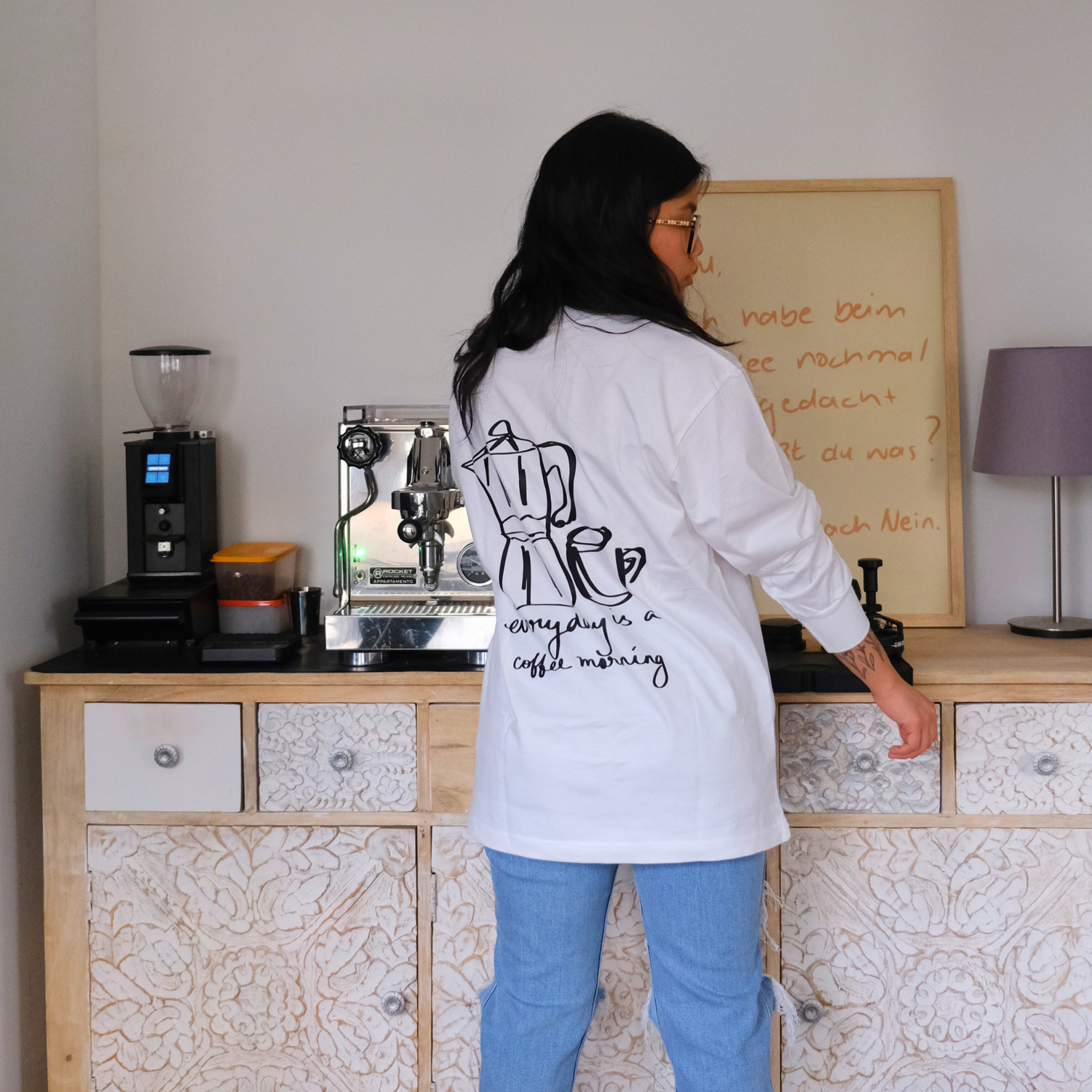 Unisex Oversize Longsleeve &quot;COFFEE MORNING&quot;
