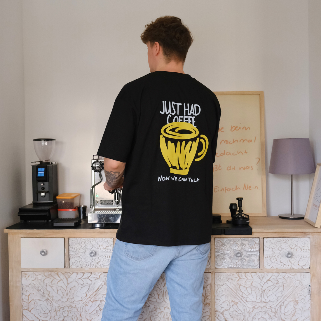 Unisex Oversize Shirt &quot;JUST HAD COFFEE&quot;