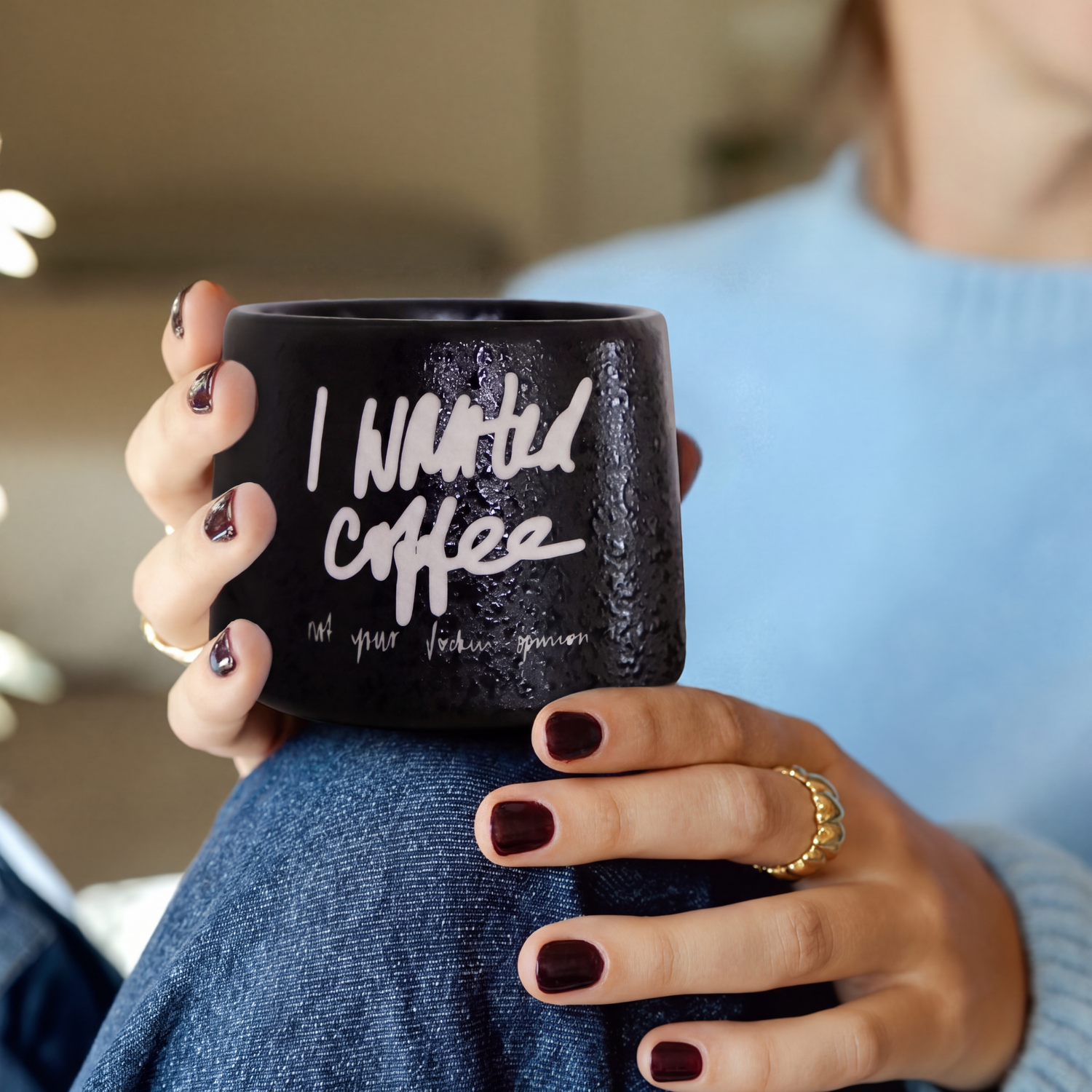 "I Wanted Coffee" - Handgezeichnete Keramiktasse