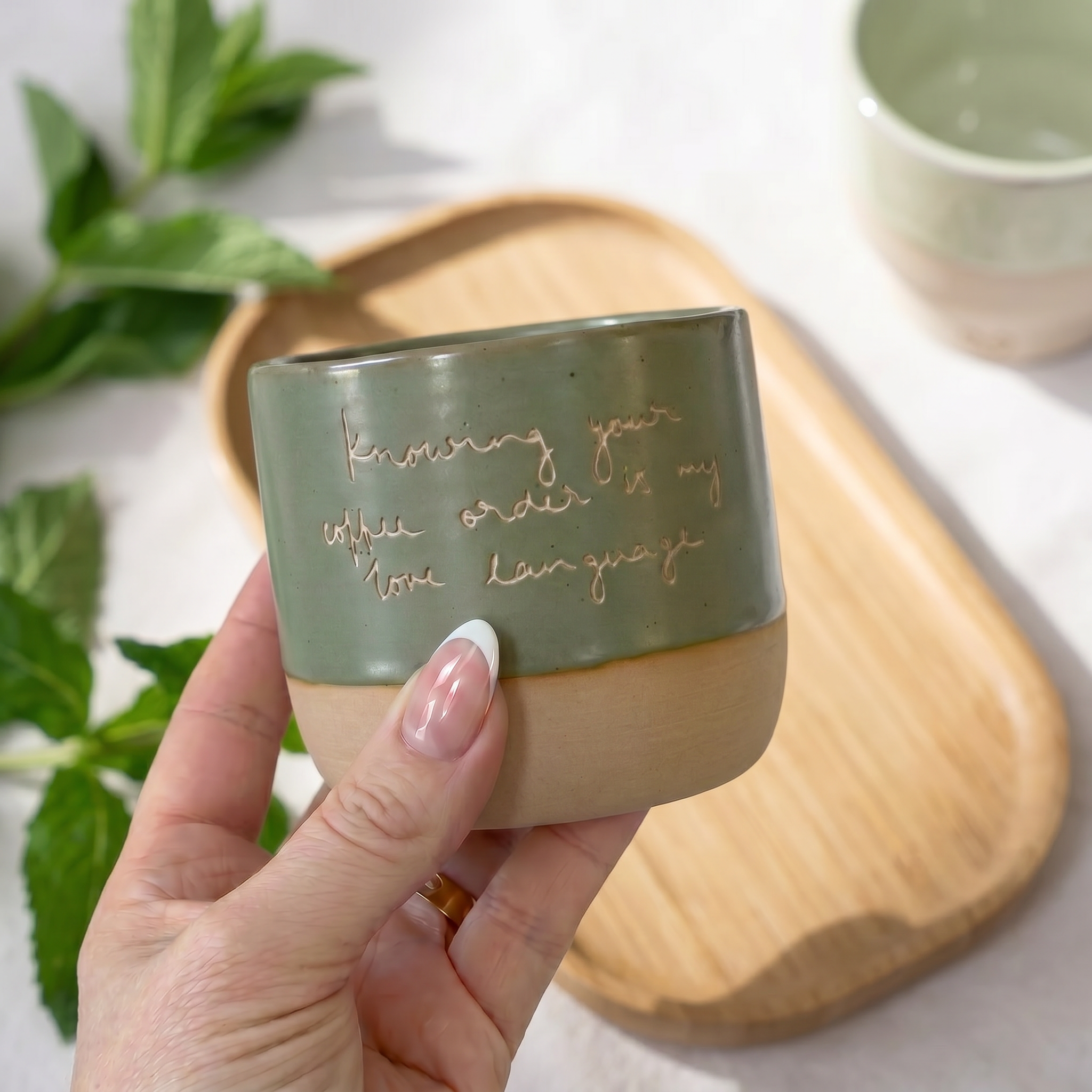 "Coffee Order" - Handgezeichnete Keramiktasse
